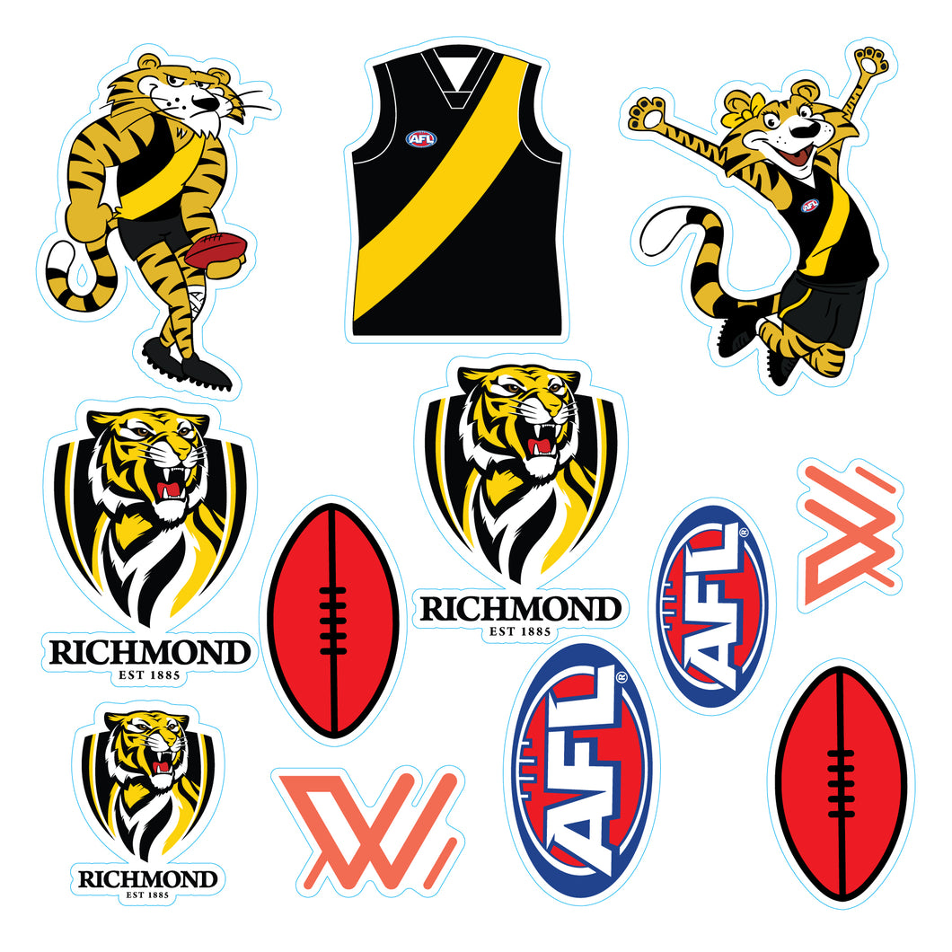 New! AFL Licensed Richmond Team Sticker Sheet