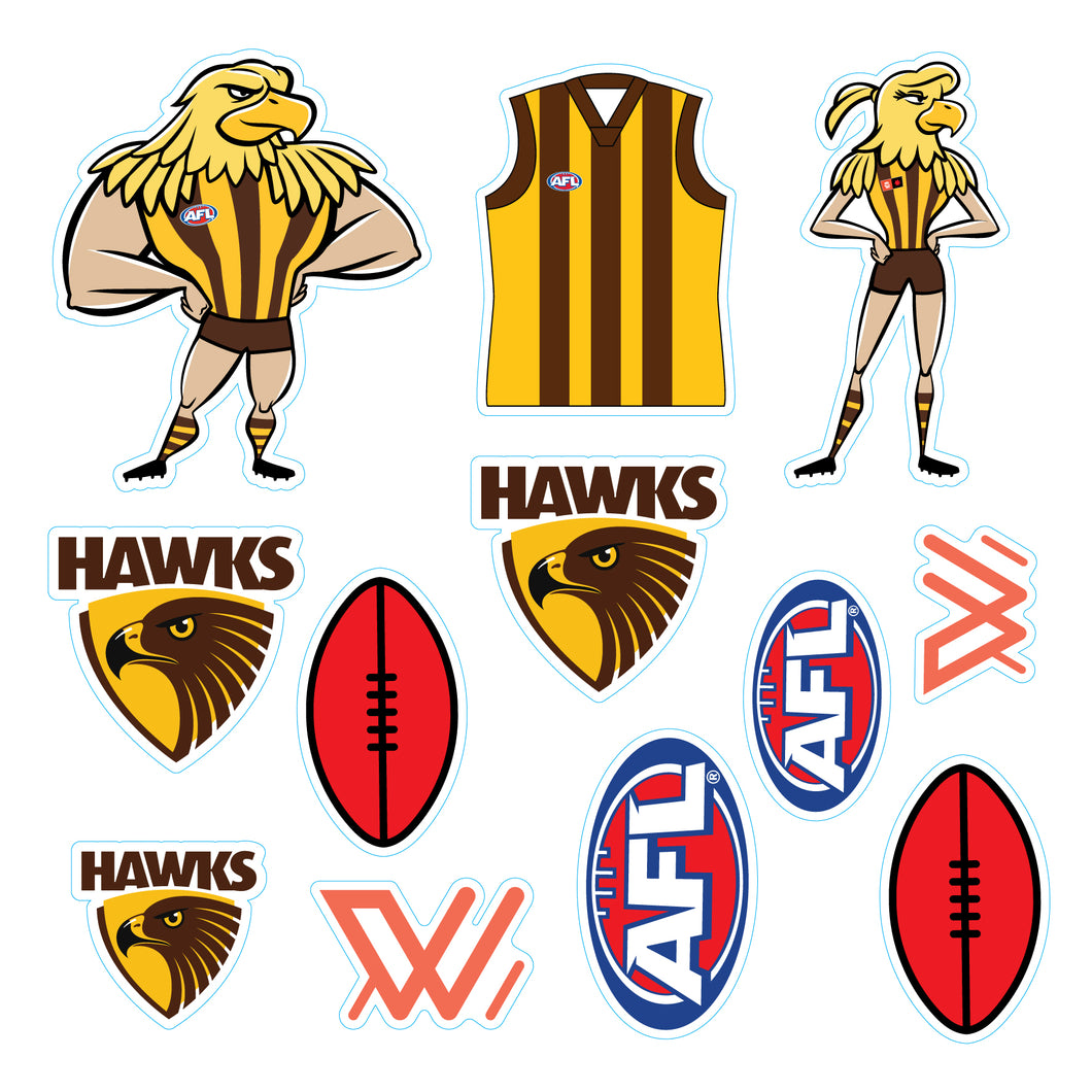 New! AFL Licensed Hawthorn Team Sticker Sheet