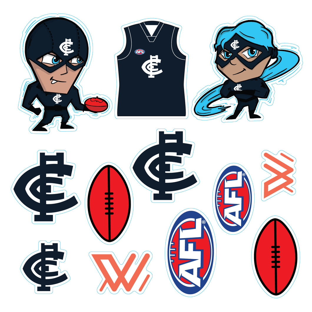 New! AFL Licensed Carlton Team Sticker Sheet