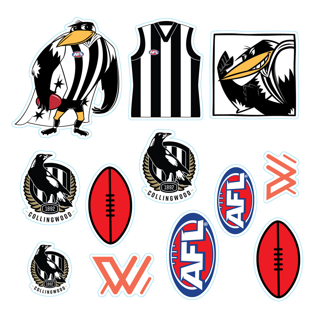 New! AFL Licensed Collingwood Team Sticker Sheet