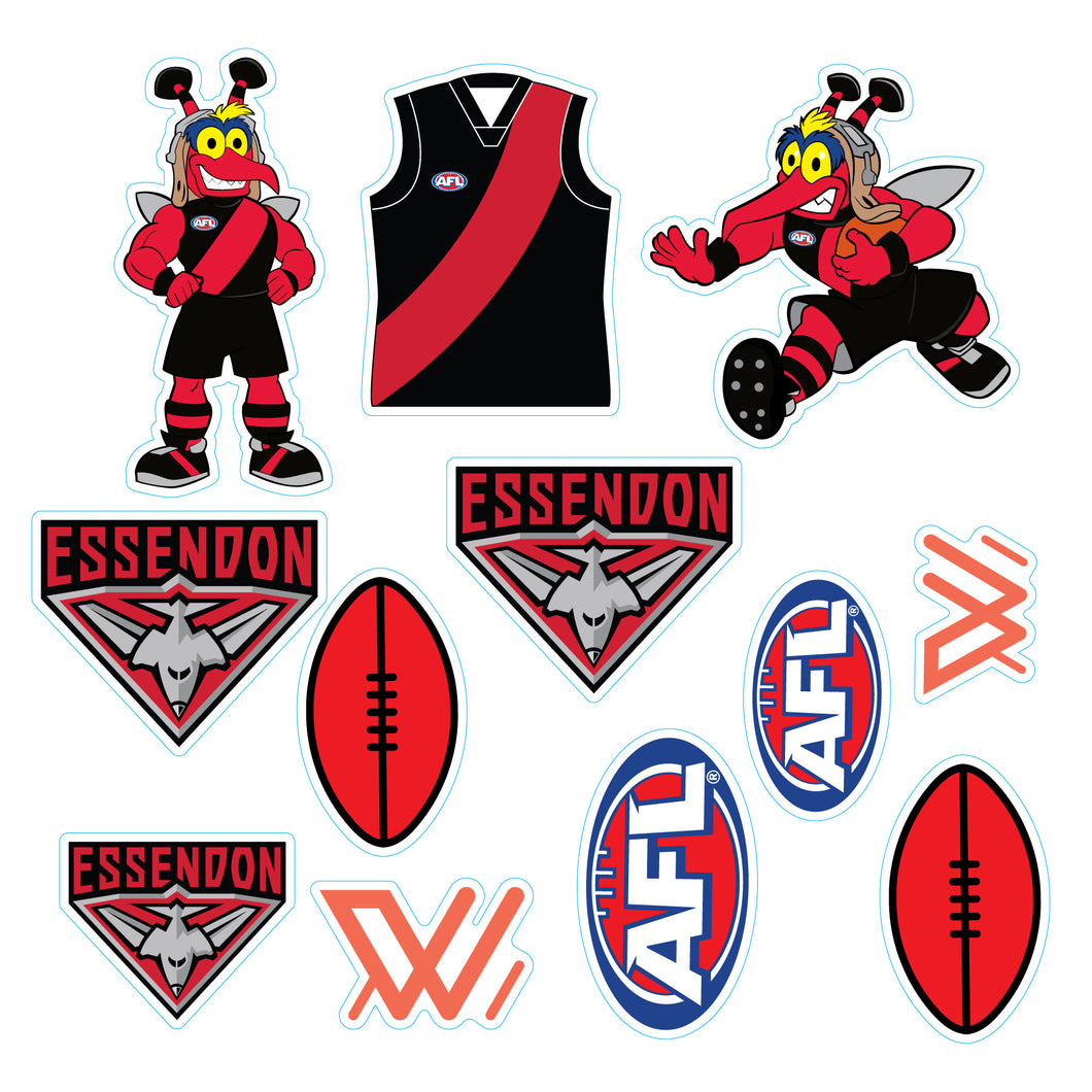 New! AFL Licensed Essendon Team Sticker Sheet