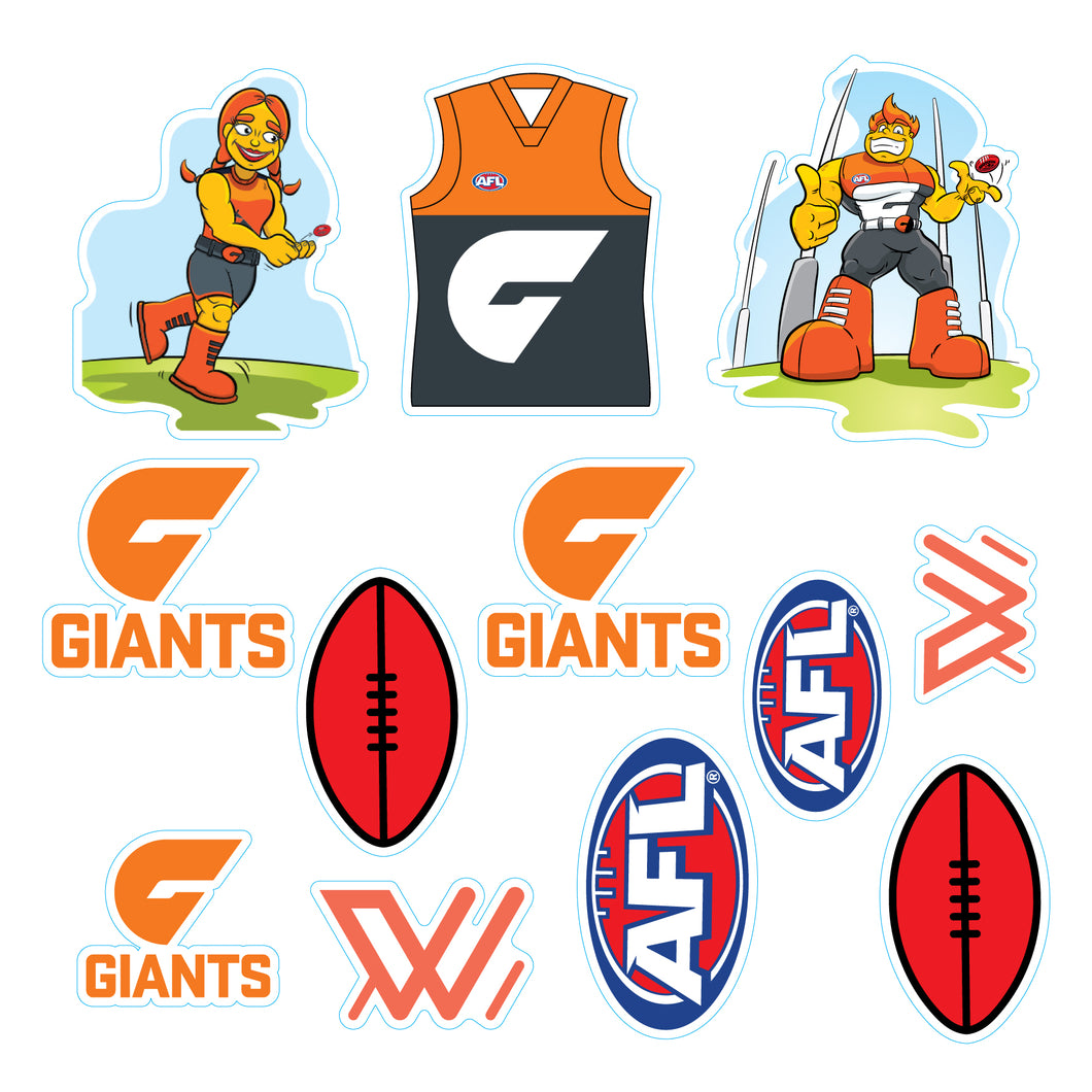 New! AFL Licensed GWS Giants Team Sticker Sheet