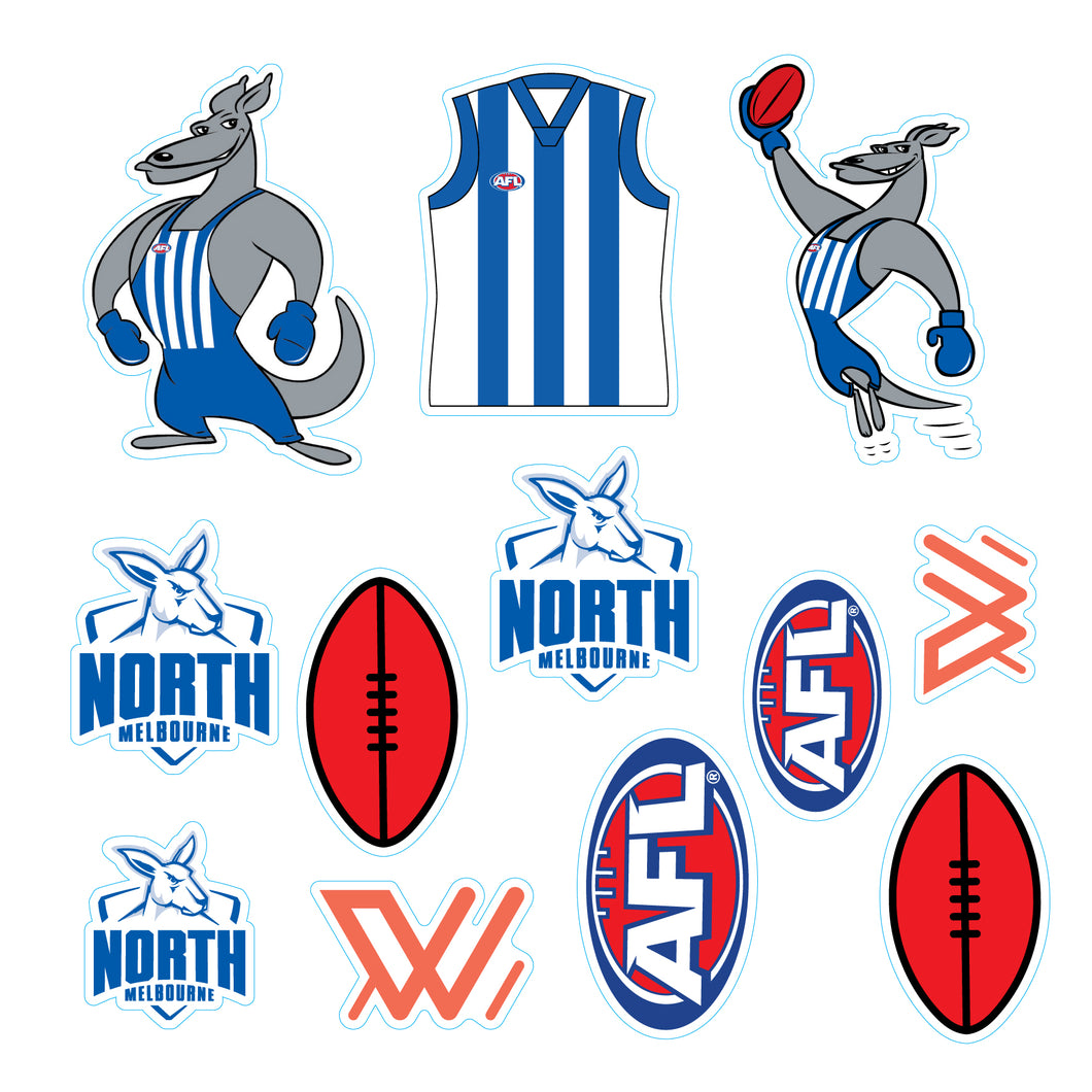 New! AFL Licensed North Melbourne Team Sticker Sheet