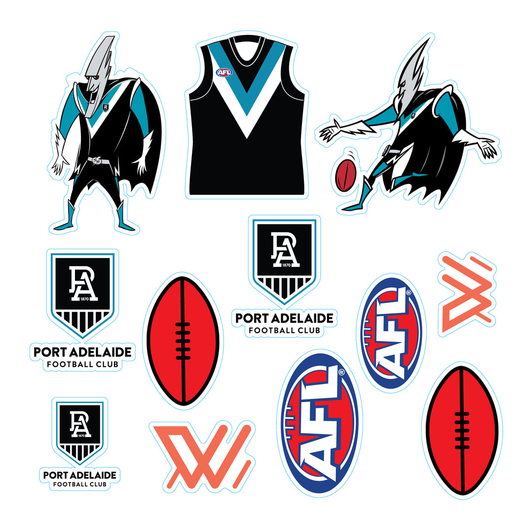 New! AFL Licensed Port Adelaide Team Sticker Sheet