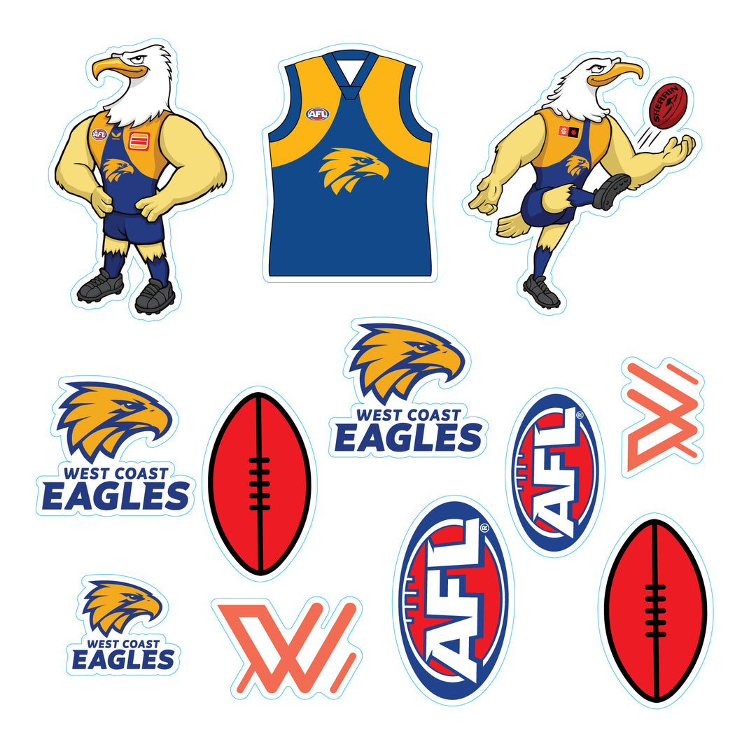 New! AFL Licensed West Coast Team Sticker Sheet