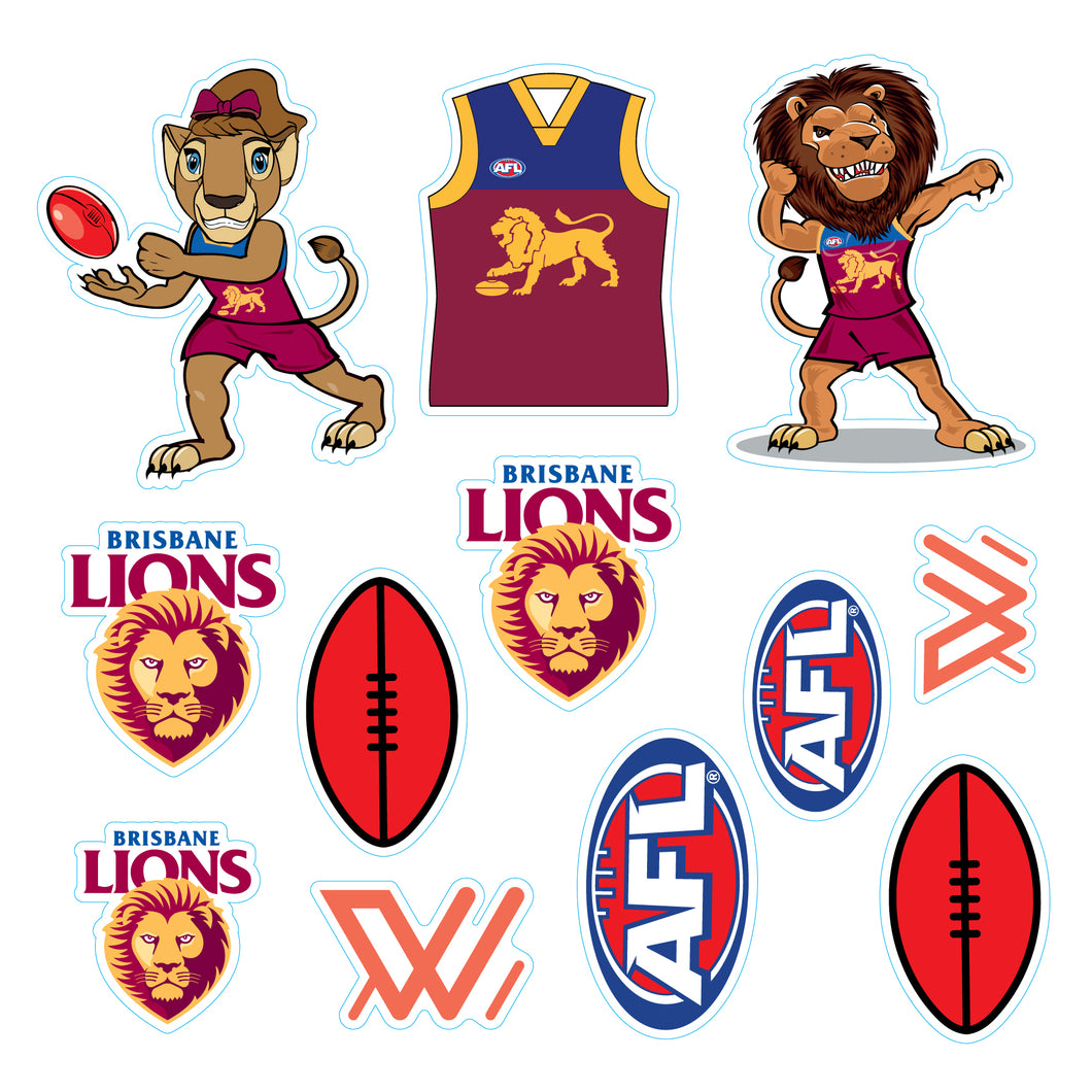 New! AFL Licensed Brisbane Lions Team Sticker Sheet