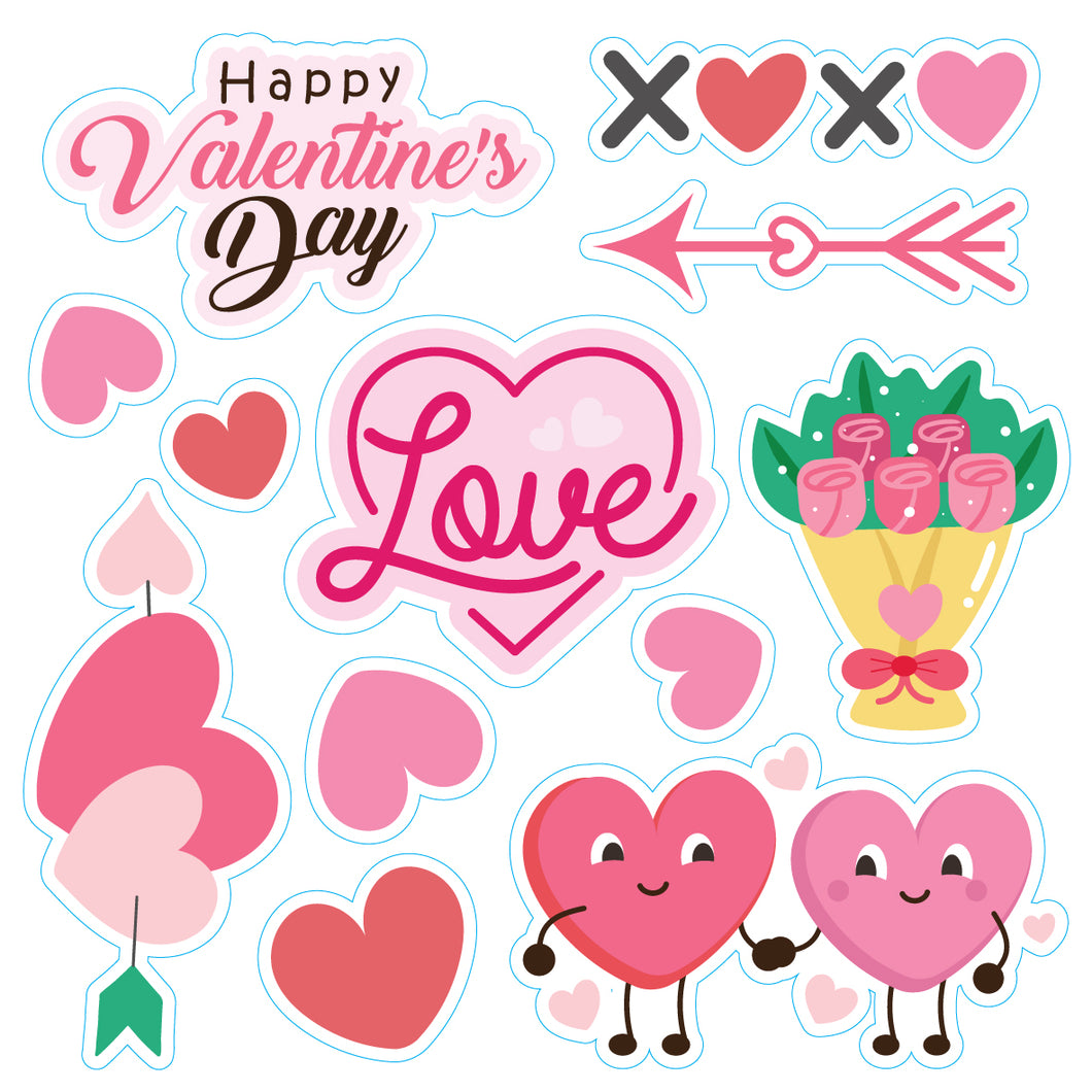 Valentine's Day Sticker Sheets- Pack of 50