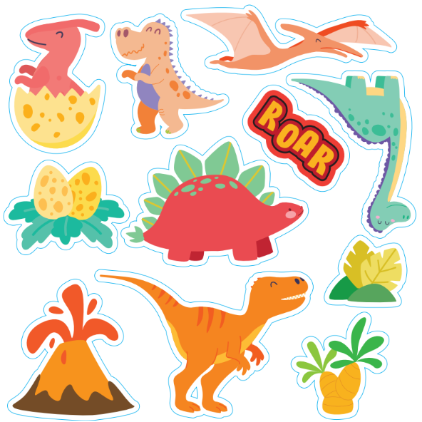 Dinosaur Sticker Sheets- Pack of 50