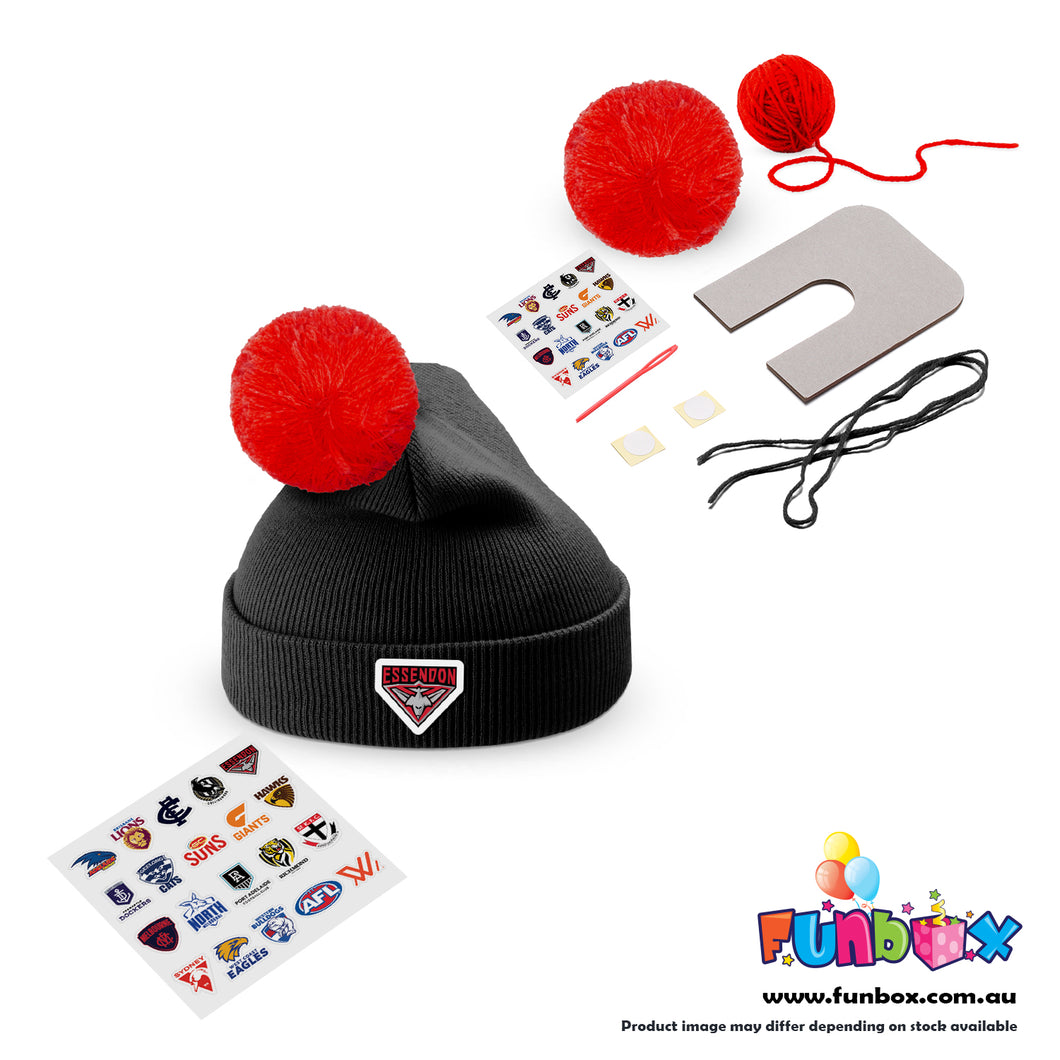 Beanie and Pom Pom Making Kit - Essendon Colours