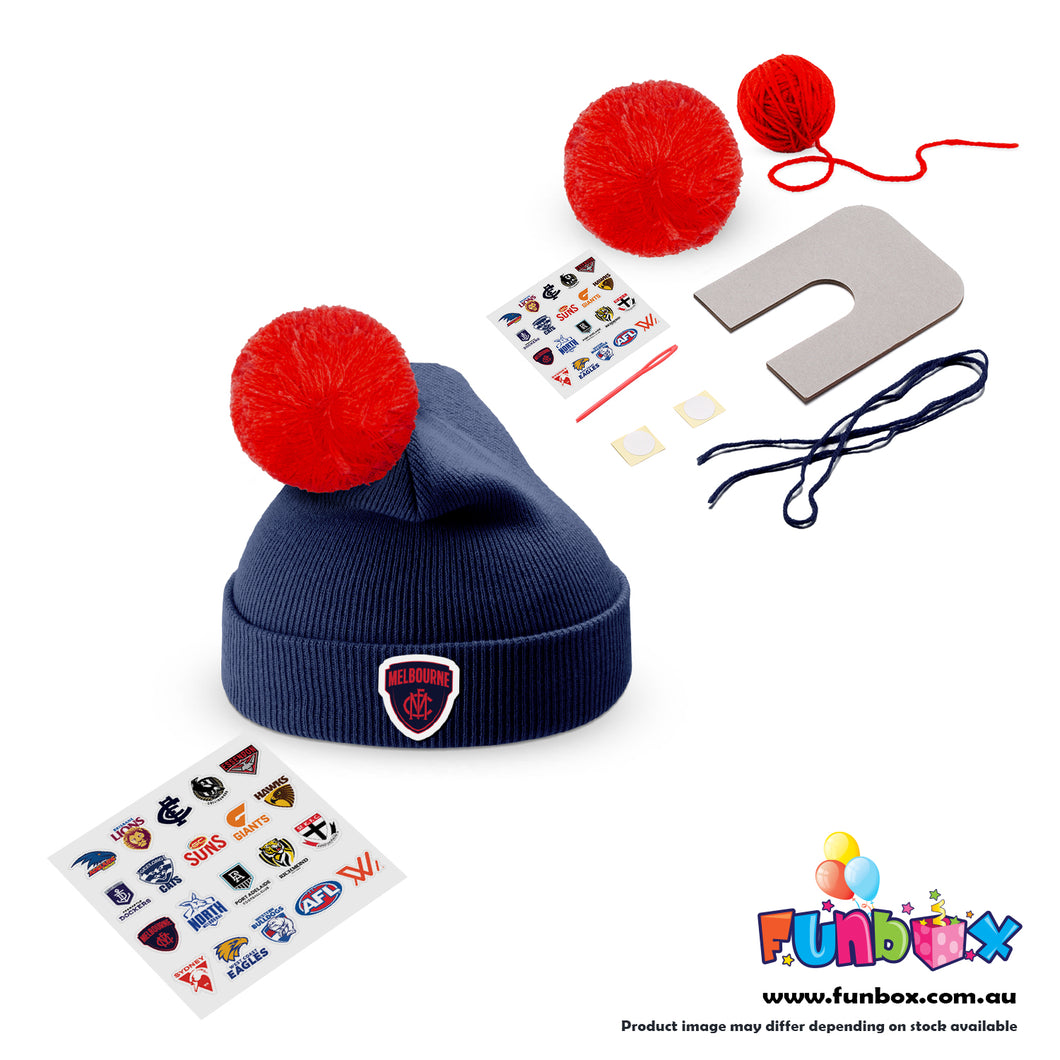 Beanie and Pom Pom Making Kit - Melbourne Demons Colours