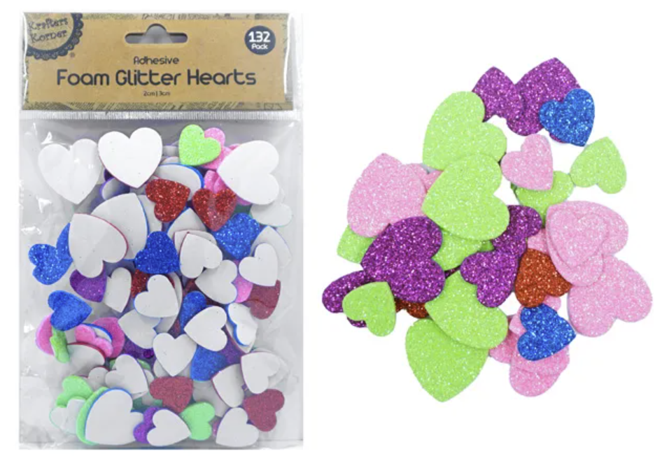 Glitter Foam Heart Stickers - Stick with Love & Sparkle!